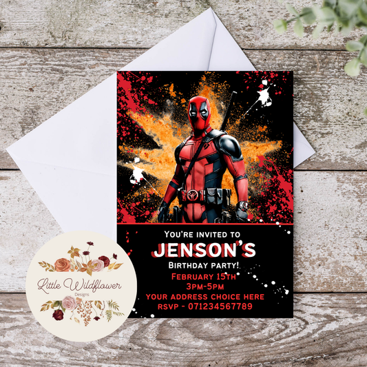 Deadpool Invitation Personalised