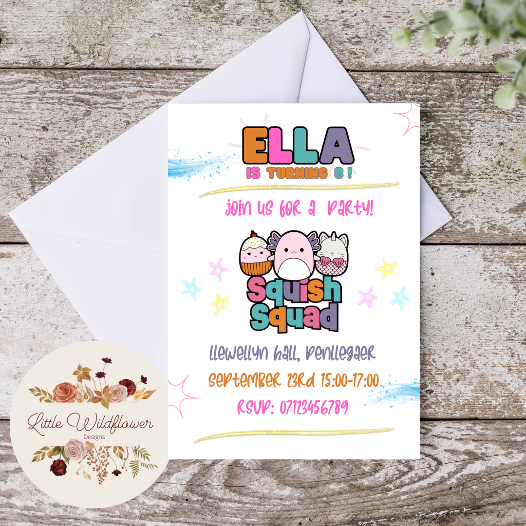 Squishmallow Squashmallow Personalised Invitations