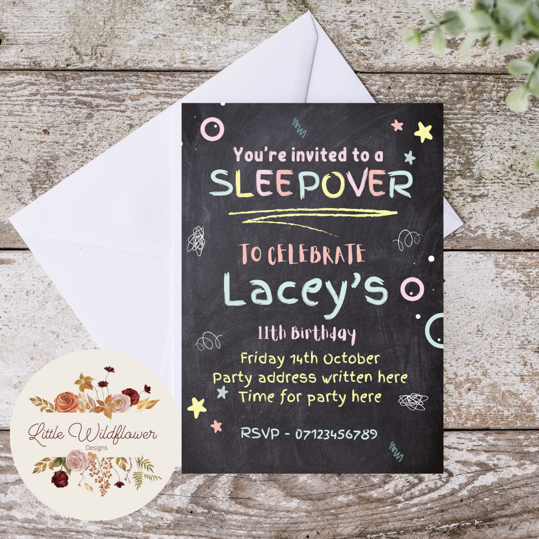 Sleepover Personalised Invitations