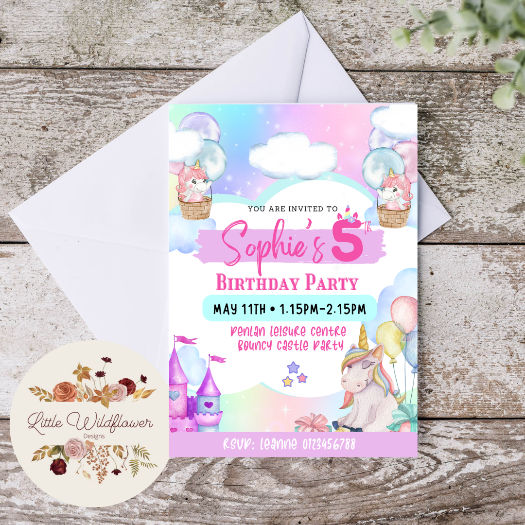 Unicorn Personalised Invitations